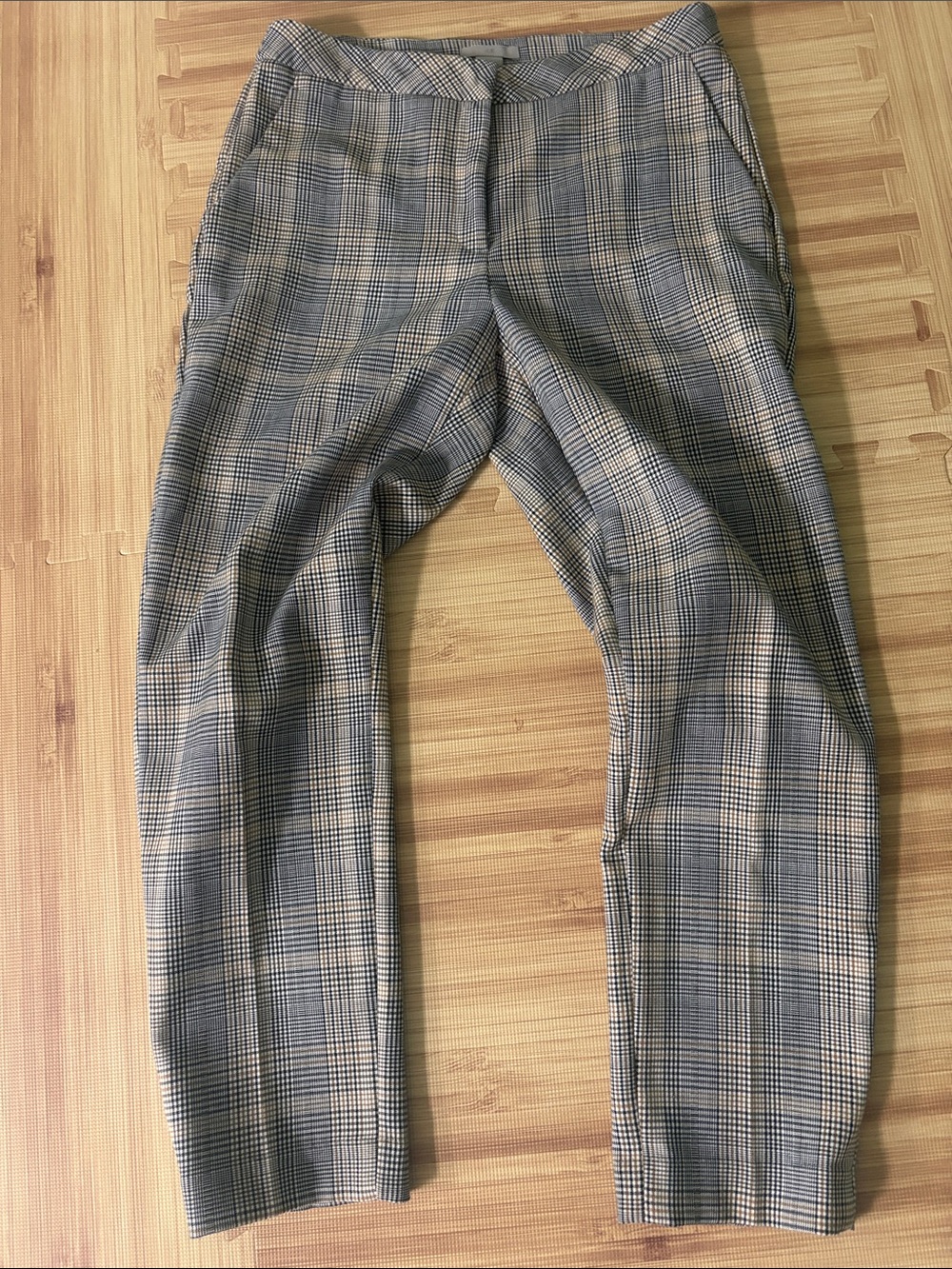 H&M Women's Plaid Tapered Pants in Black and Cream